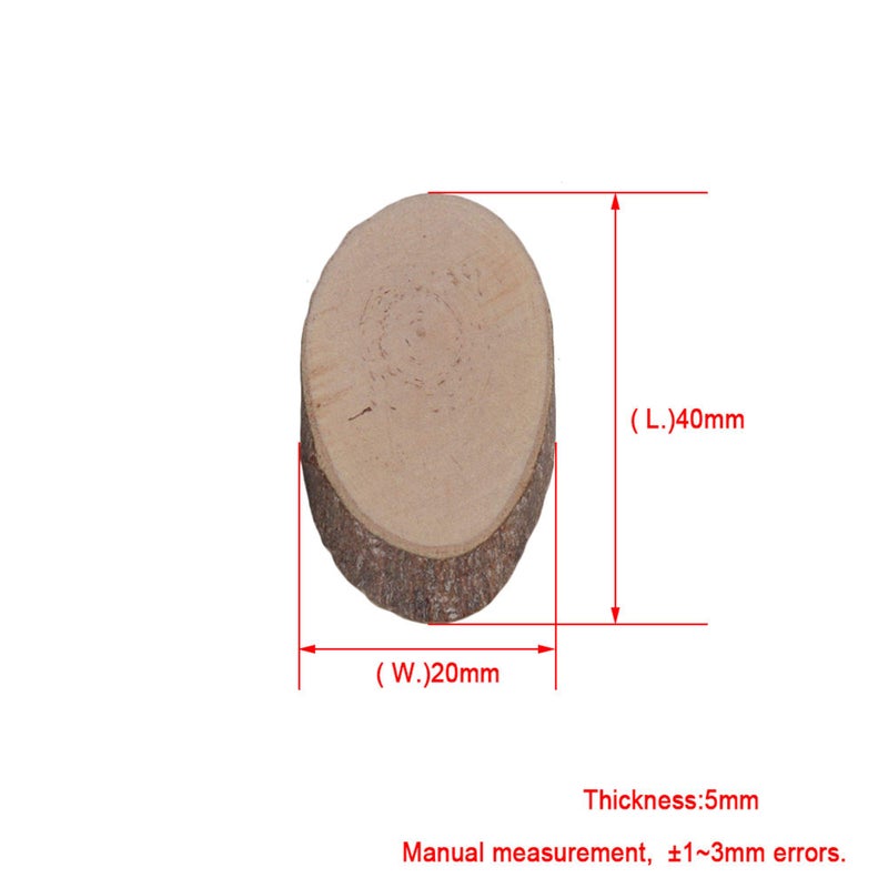 RDEXP Mini 1.57x0.78x0.2inch Natural Pine Wood Oval Shaped Discs Tree Bark Wooden Circles for DIY Crafts Pack of 100 - Image 4